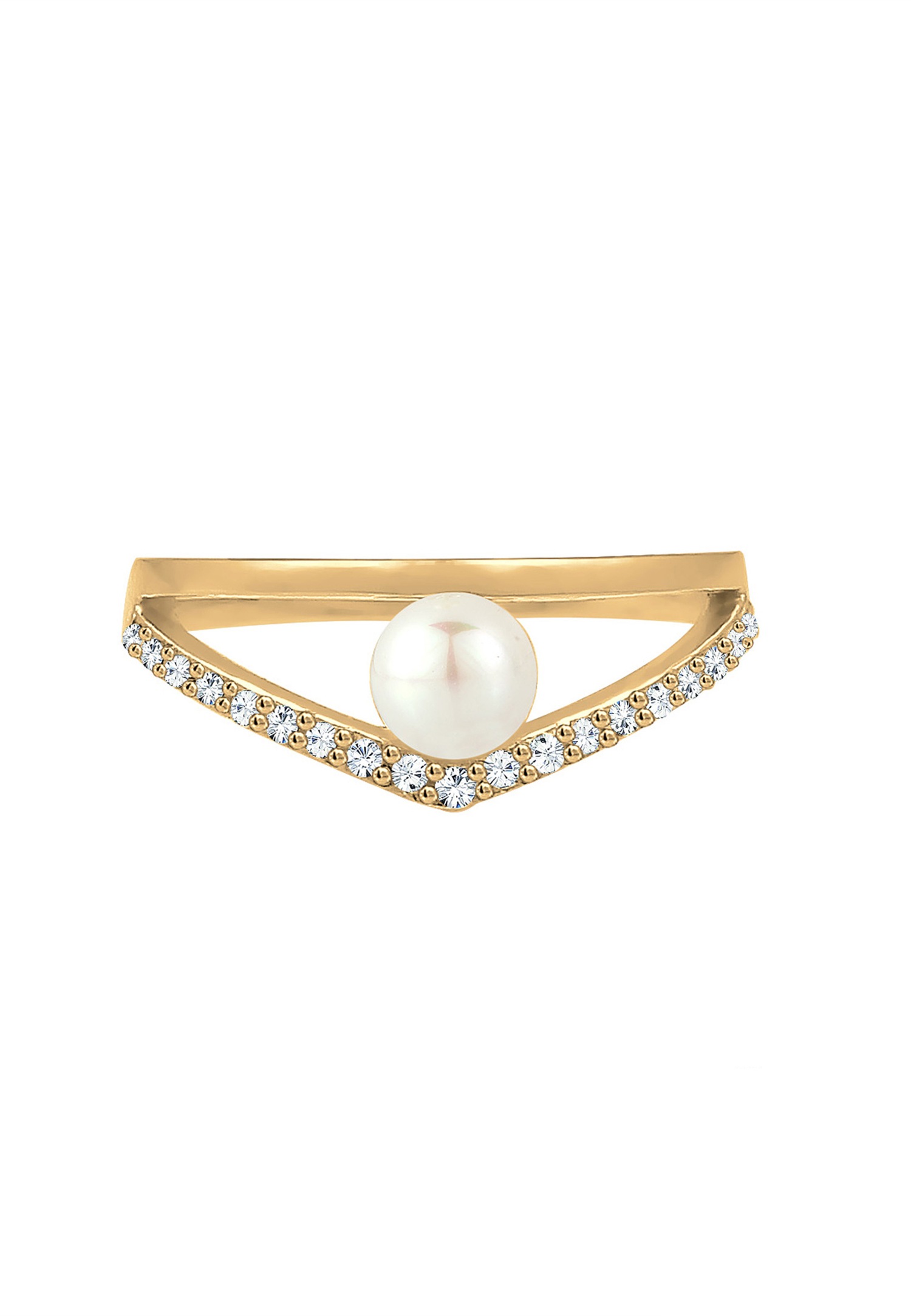 Elegante diseño geométrico para mujer de Elli con perlas cultivadas de agua dulce y cristales en plata de ley 925 chapada en oro.