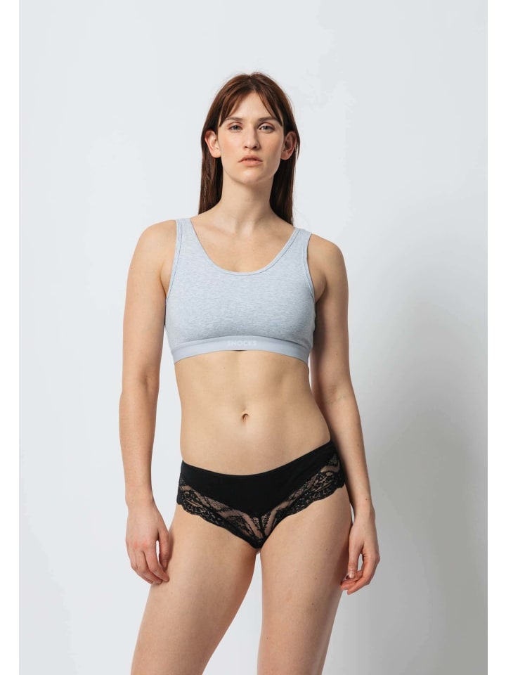 SNOCKS Hipster mit Spitze aus Bio-Baumwolle 3 Stück in Mix (Weiß/Hellgrau/Schwarz) günstig kaufen