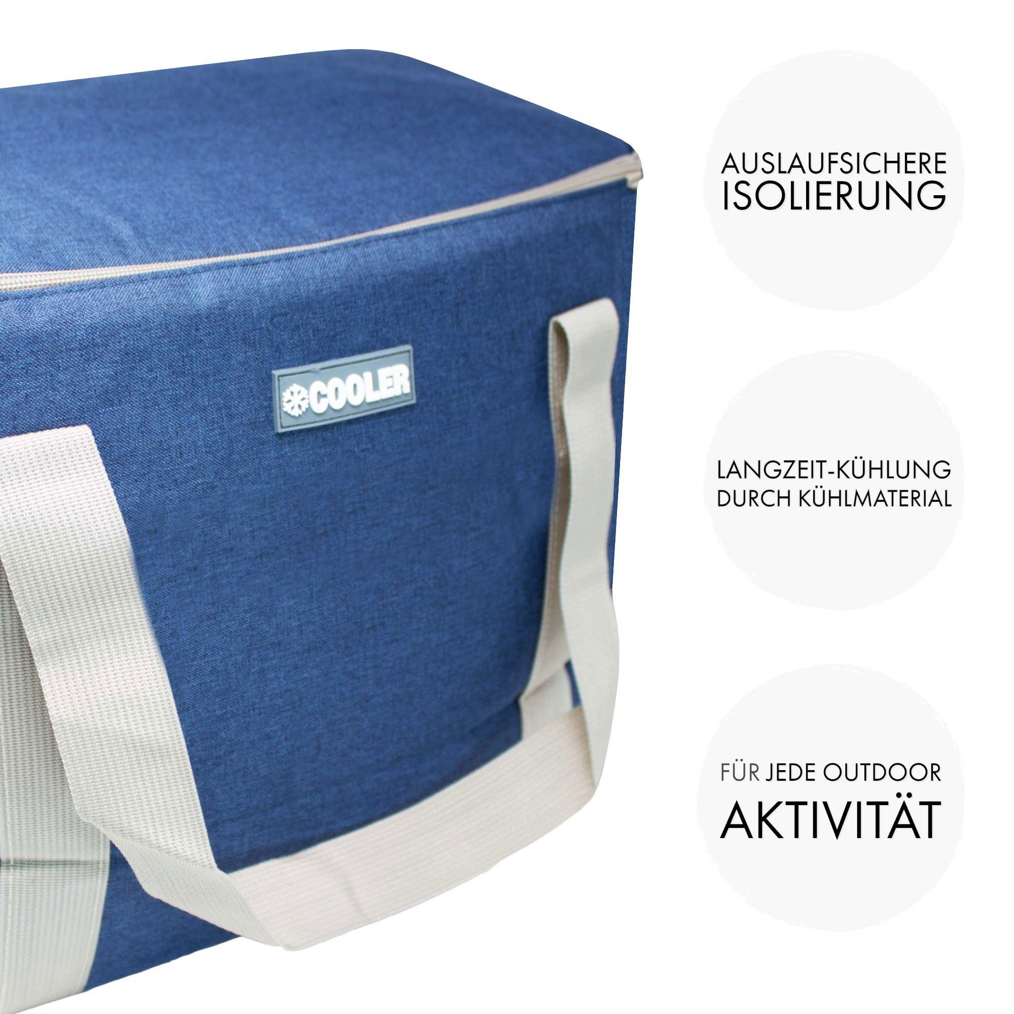 ToCi Kühltasche 36 Liter große Kühltasche Kühlbox Thermotasche Camping Navy-Blau