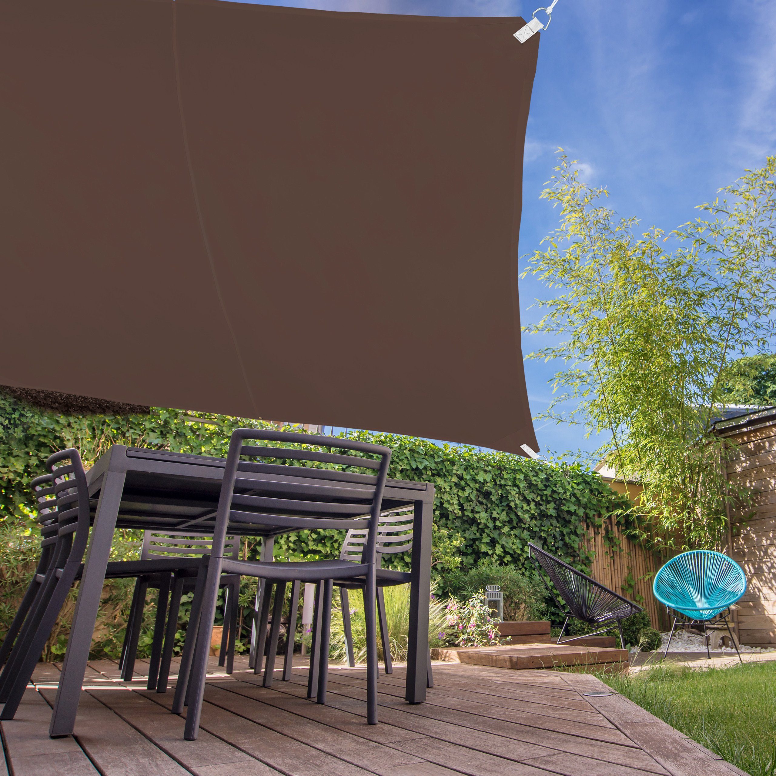 relaxdays Sonnensegel Sonnensegel Quadrat in Braun, 2 x 2 m