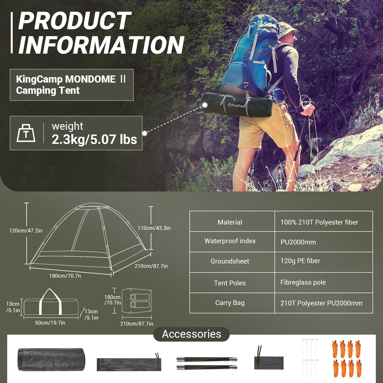 KingCamp Ultralight 2 Camping Zelt