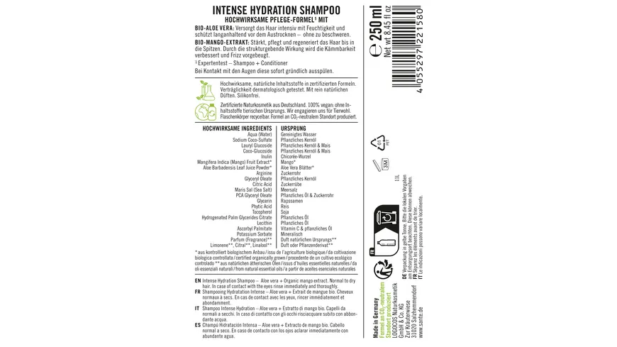 SANTE INTENSE HYDRATION Shampoo 250 ml