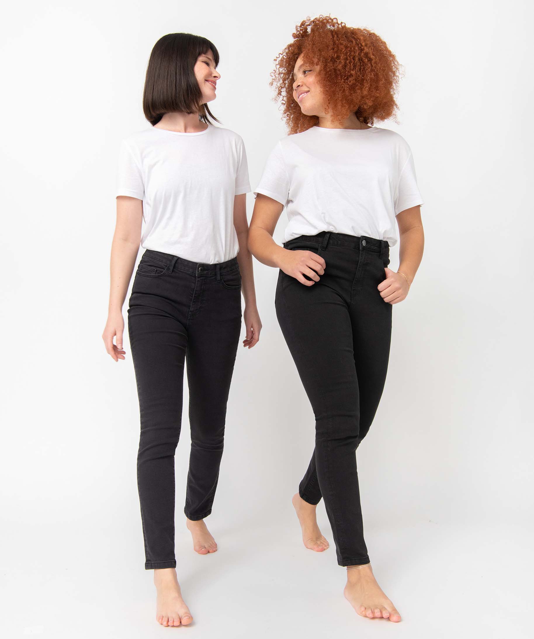 Jean femme coupe slim taille haute noir | GEMO