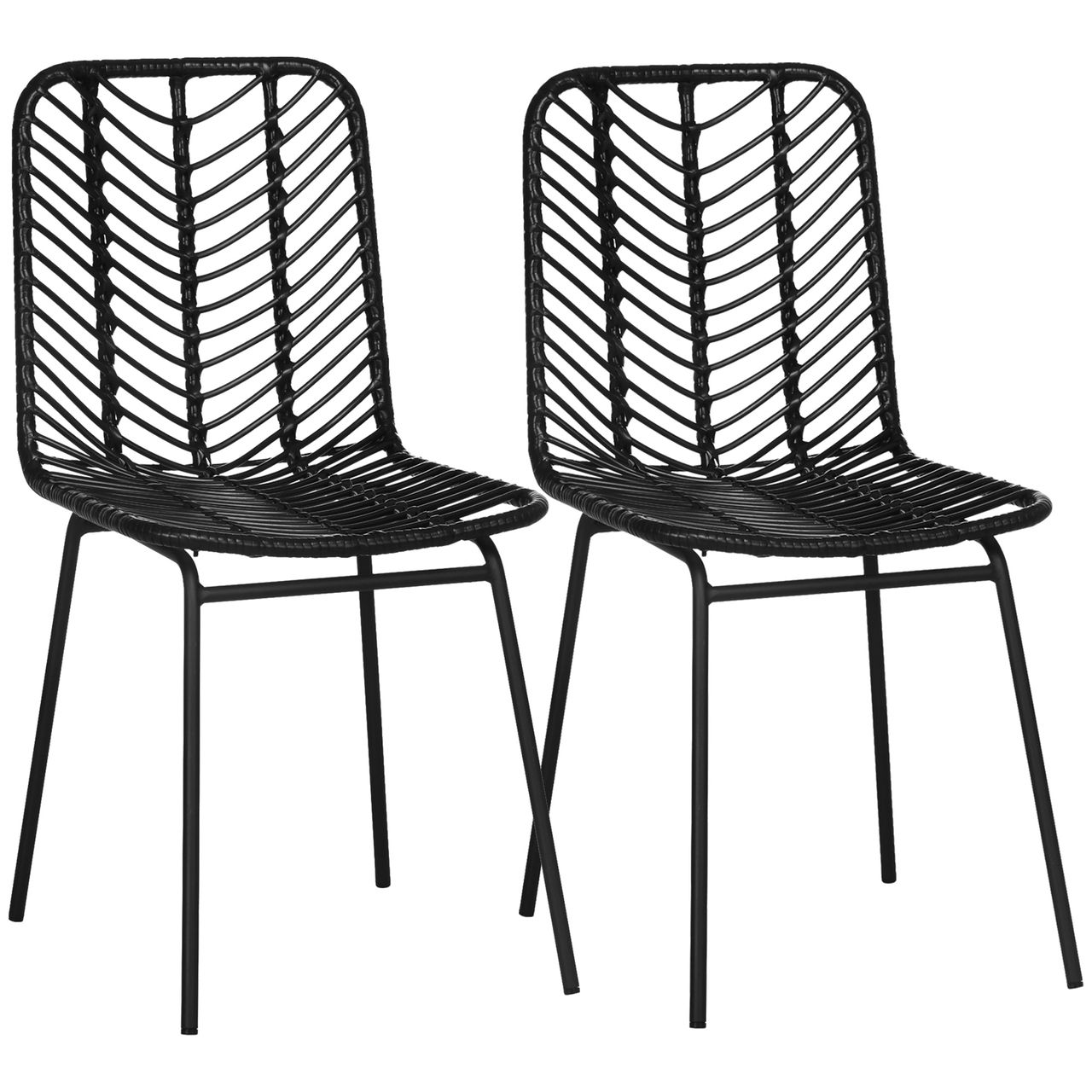 HOMCOM 2er-Set Esszimmerstuhl Küchenstuhl Wohnzimmerstuhl Stahl Schwarz
