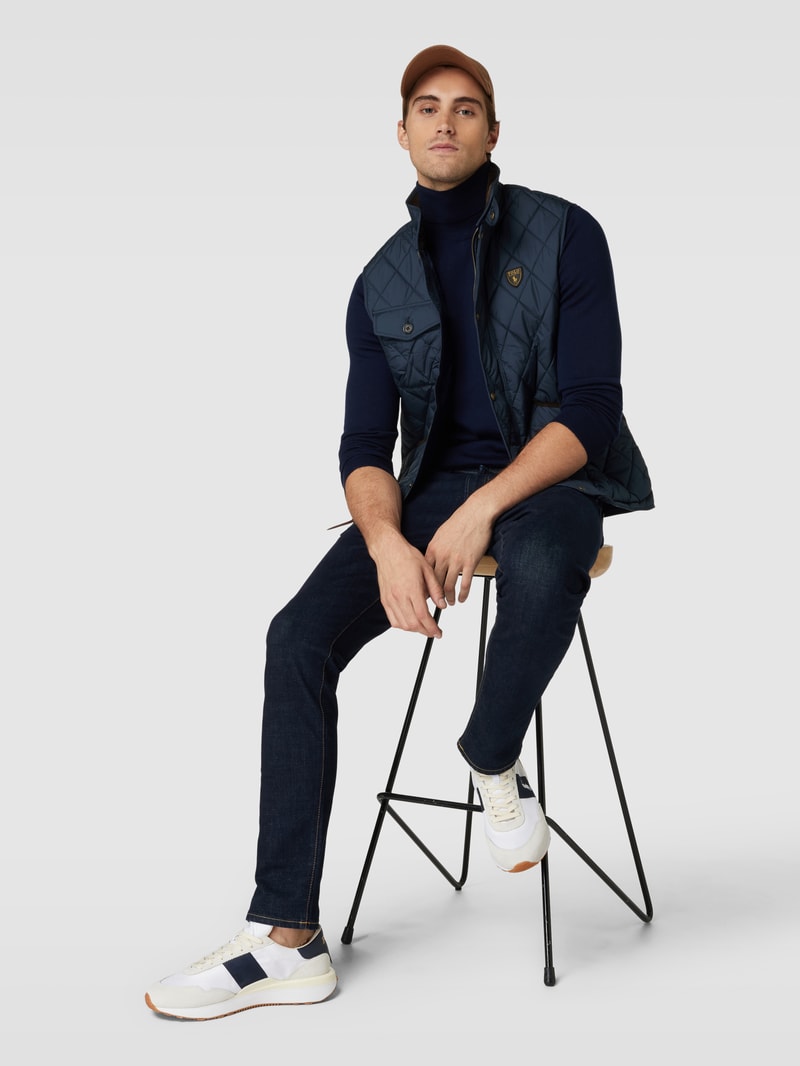 Steppweste mit Label-Patch Modell 'BEATON' in marineblau