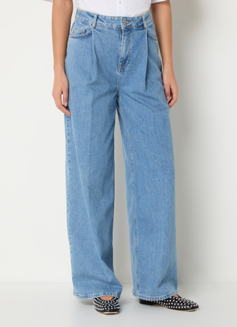 Ausgewählte Femme Ellin High-Waist-Jeans mit weitem Bein aus Lyocell-Mischgewebe in heller Waschung