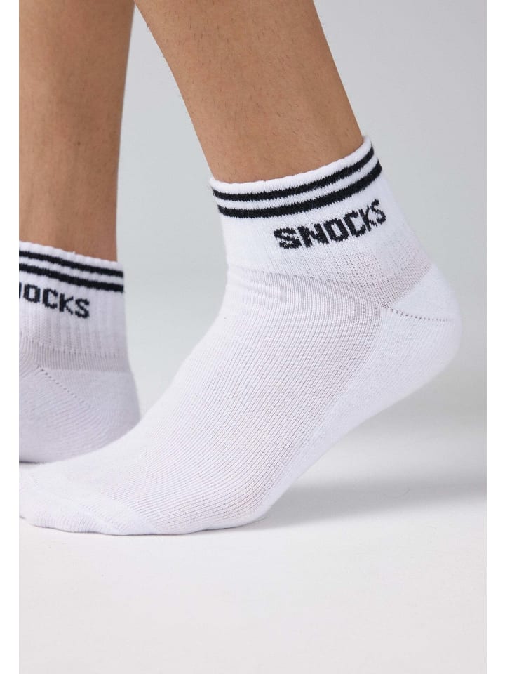 SNOCKS Retro Sneaker Socken aus Bio-Baumwolle 4 Paar in Weiß (Streifen) günstig kaufen 47-50