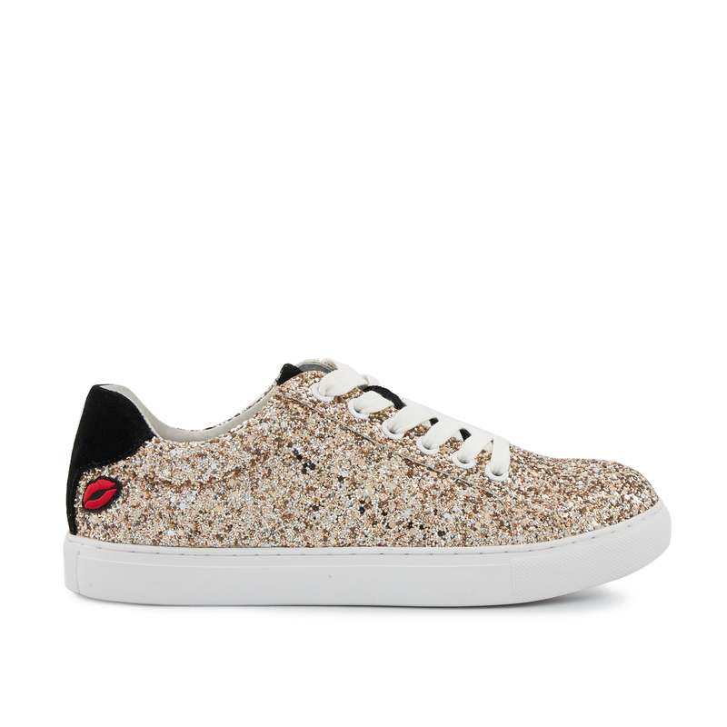Baskets en cuir Simone glitter or rose