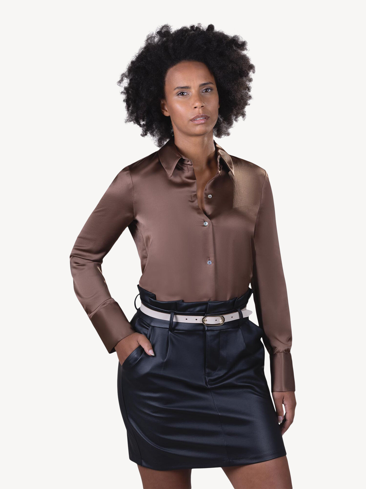Ceinture en cuir - beige