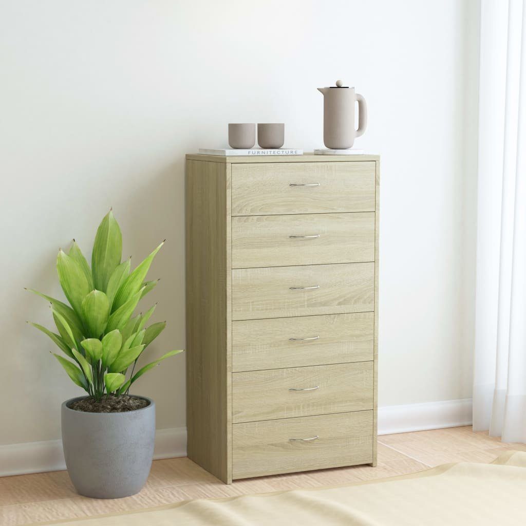 vidaXL Sideboard Sideboard 6 Schubladen Sonoma-Eiche 50x34x96 cm Holzwerkstoff (1 St)