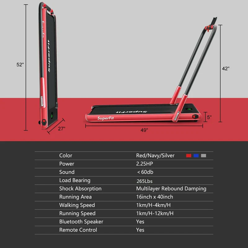 2-in-1 Folding Treadmill with Bluetooth Speaker