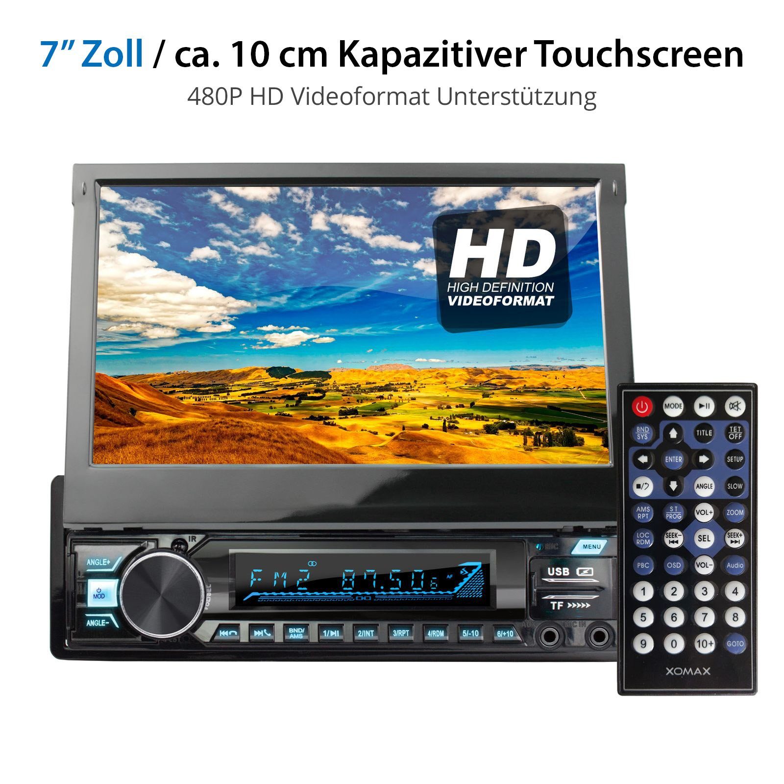 XOMAX XM-V779 Autoradio mit 7 Zoll Touchscreen Bildschirm Bluetooth, 1 DIN Autoradio