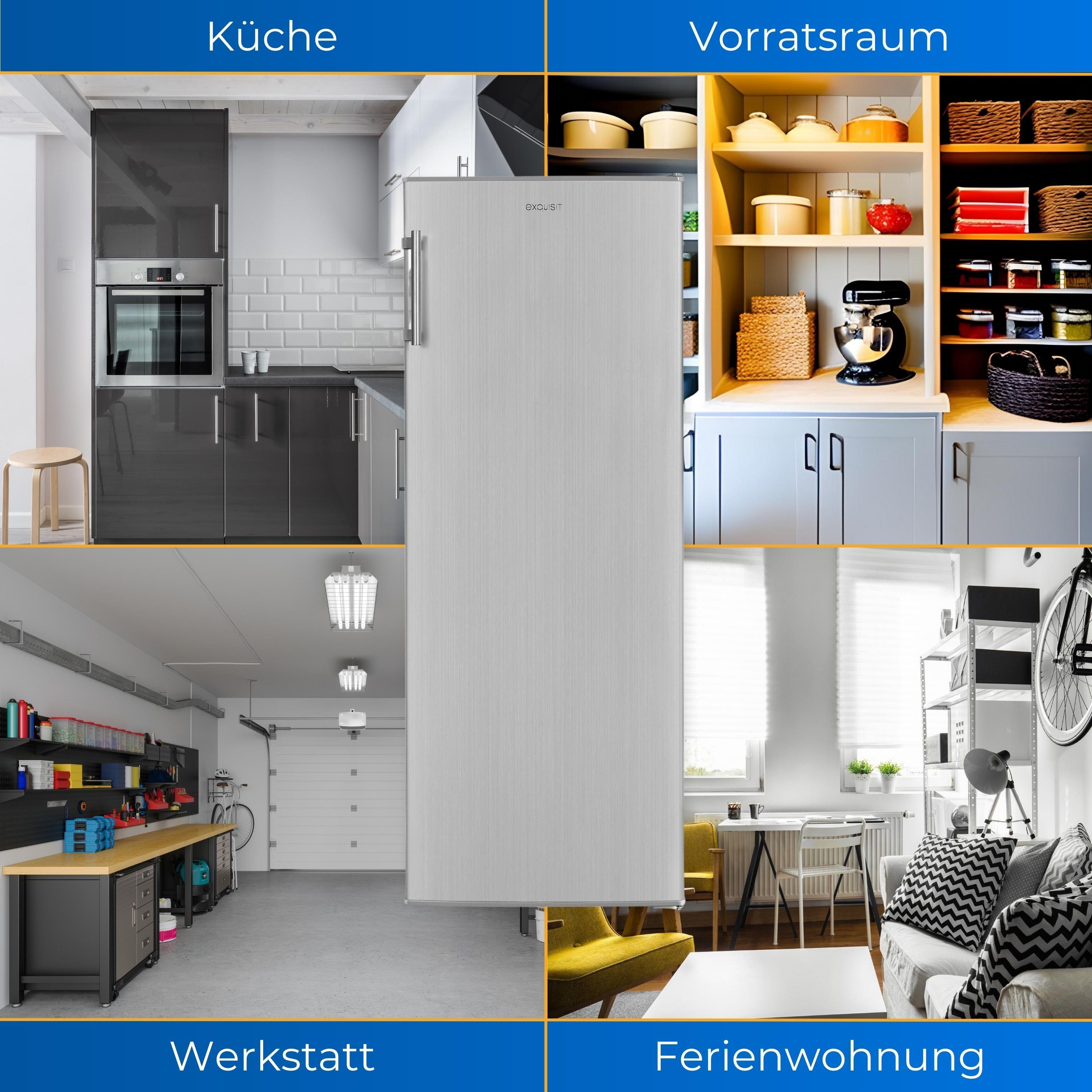 exquisit Gefrierschrank GS230-H-040E, 142.6 cm hoch, 54.4 cm breit, 4-Sterne-Gefrierfach, wechselbarer Türanschlag, effizient