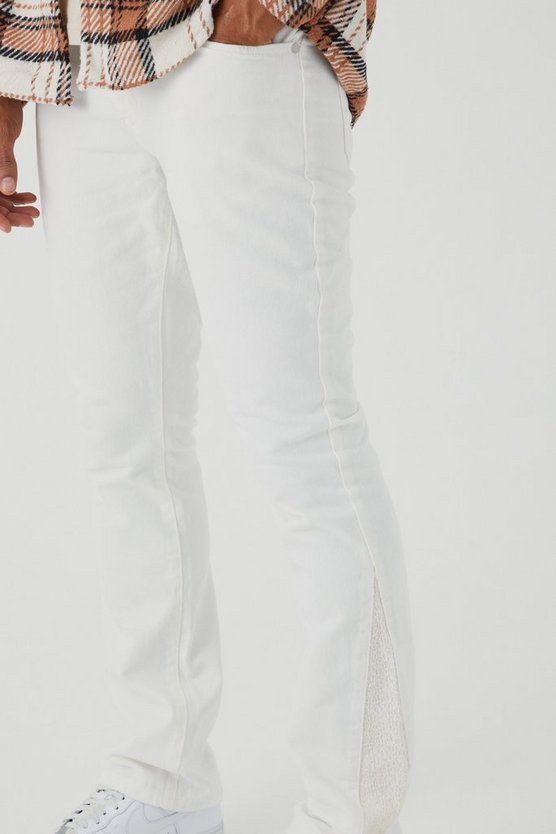 Gehäkelte Slim-Fit Schlagjeans