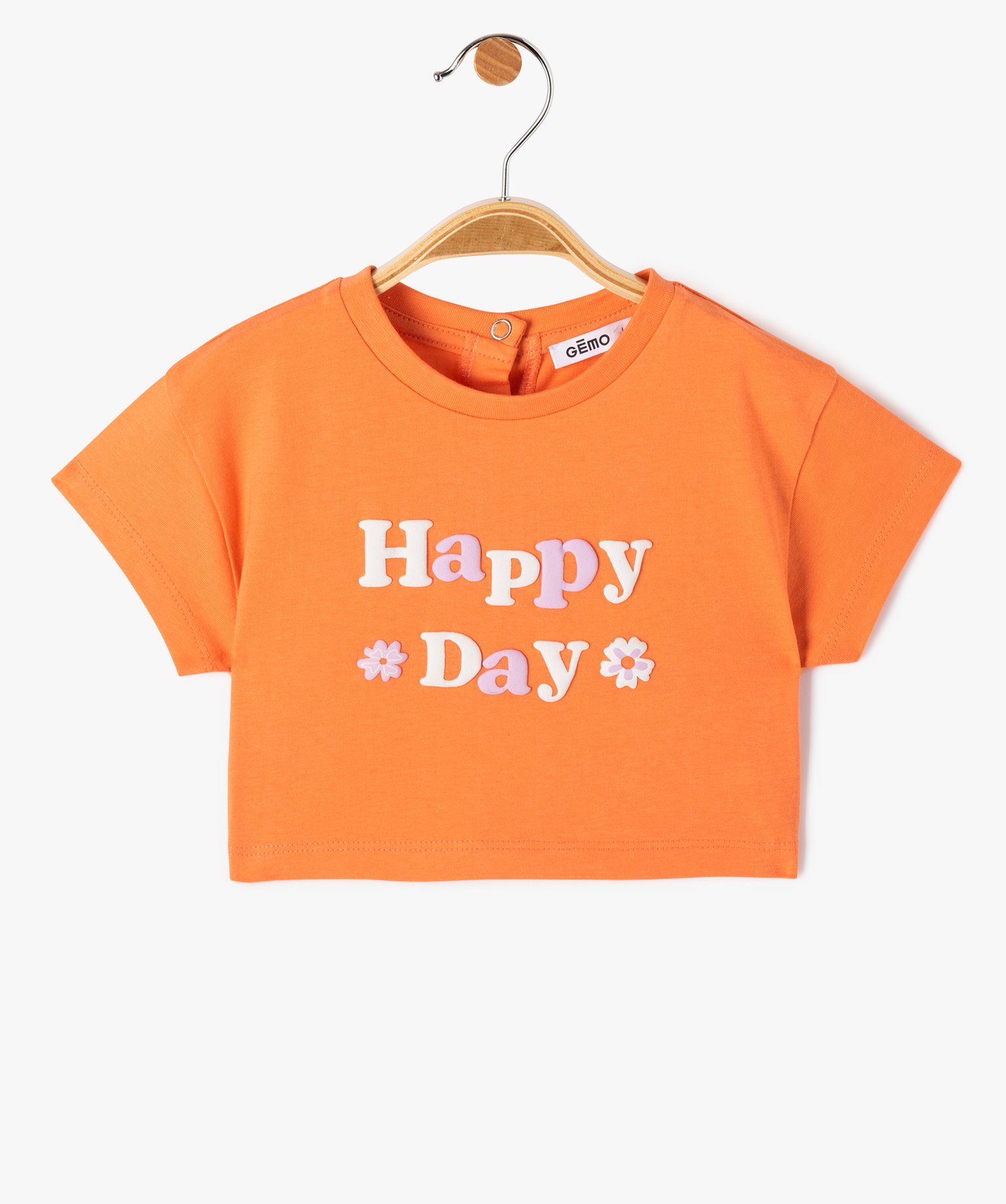 Tee-shirt bébé fille crop top à message en relief rose | GEMO