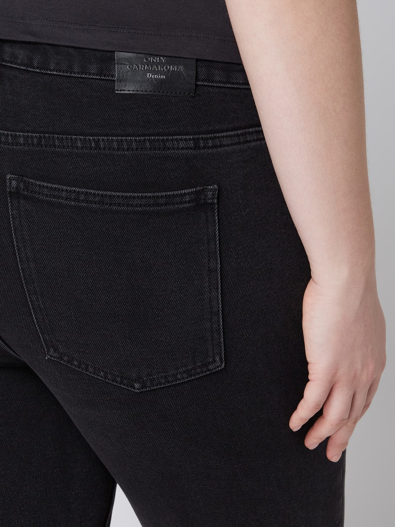 PLUS SIZE High Waist Jeansshorts mit Stretch-Anteil Modell 'Mily' in schwarz