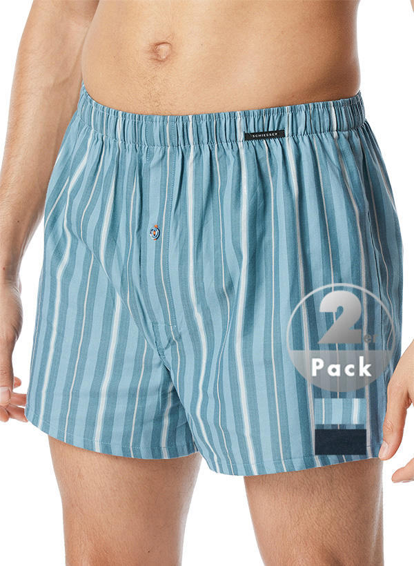 Schiesser, Boxershorts, Baumwolle,  navy-hellblau gestreift