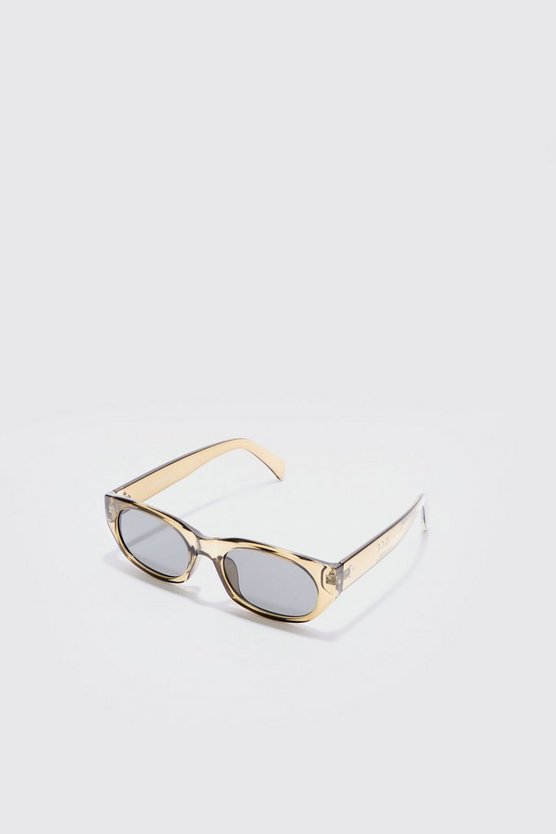 Klobige runde Sonnenbrille in Khaki