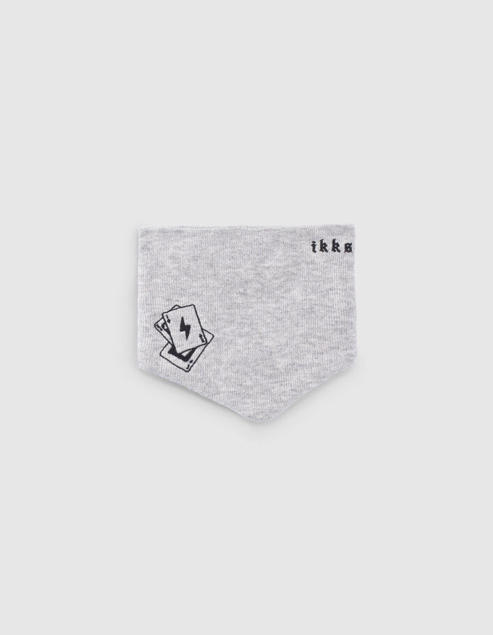 Snood gris tricot broderie cartes bébé garçon