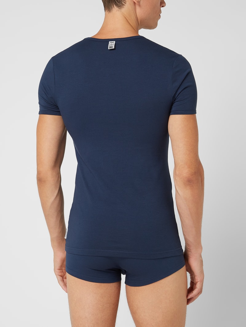 T-Shirt mit Stretch-Anteil im 2er-Pack in marineblau