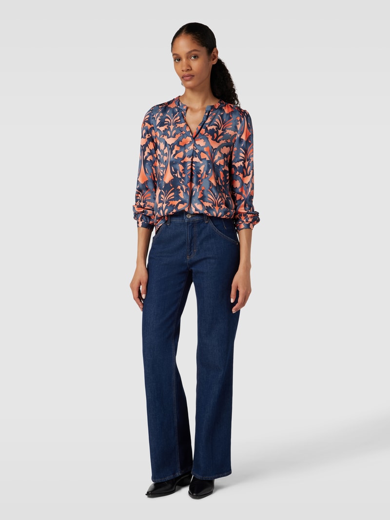 Blusenshirt mit Tunikakragen in apricot