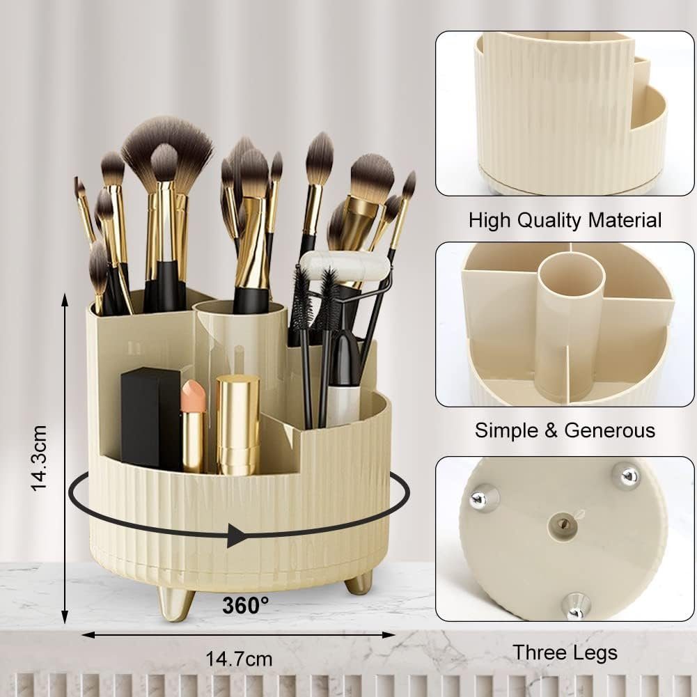 Runxizhou Kosmetikkoffer Make Up Kosmetik Organizer, 360 Drehung Beauty Organizer - Weiß