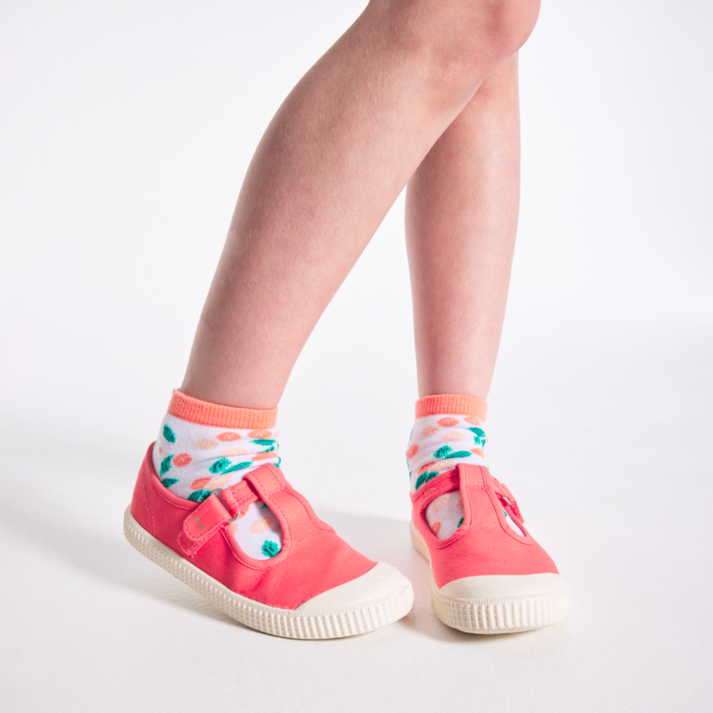 Ballerines toile forme salomé orange fille