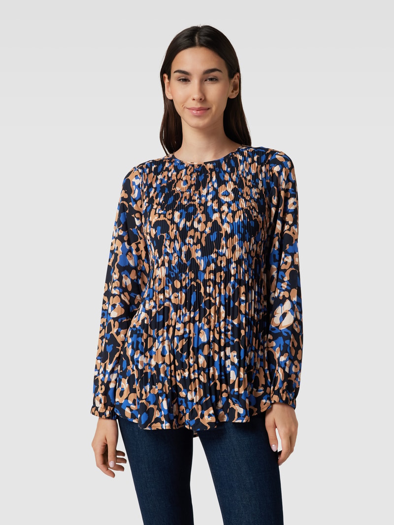 Bluse mit Plisseefalten in royalblau