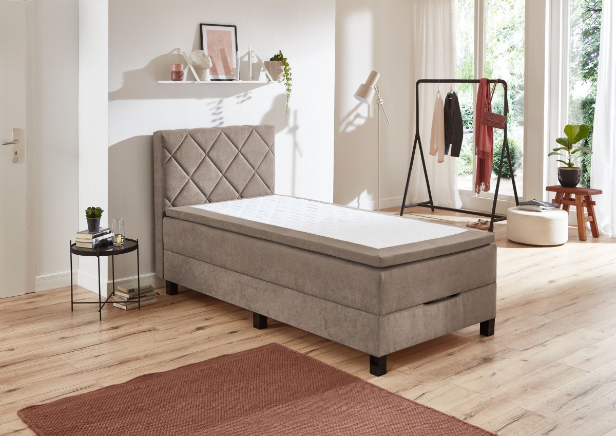Sun Garden Boxspringbett Jeff mit Bettkasten Beige 100 x 200 cm