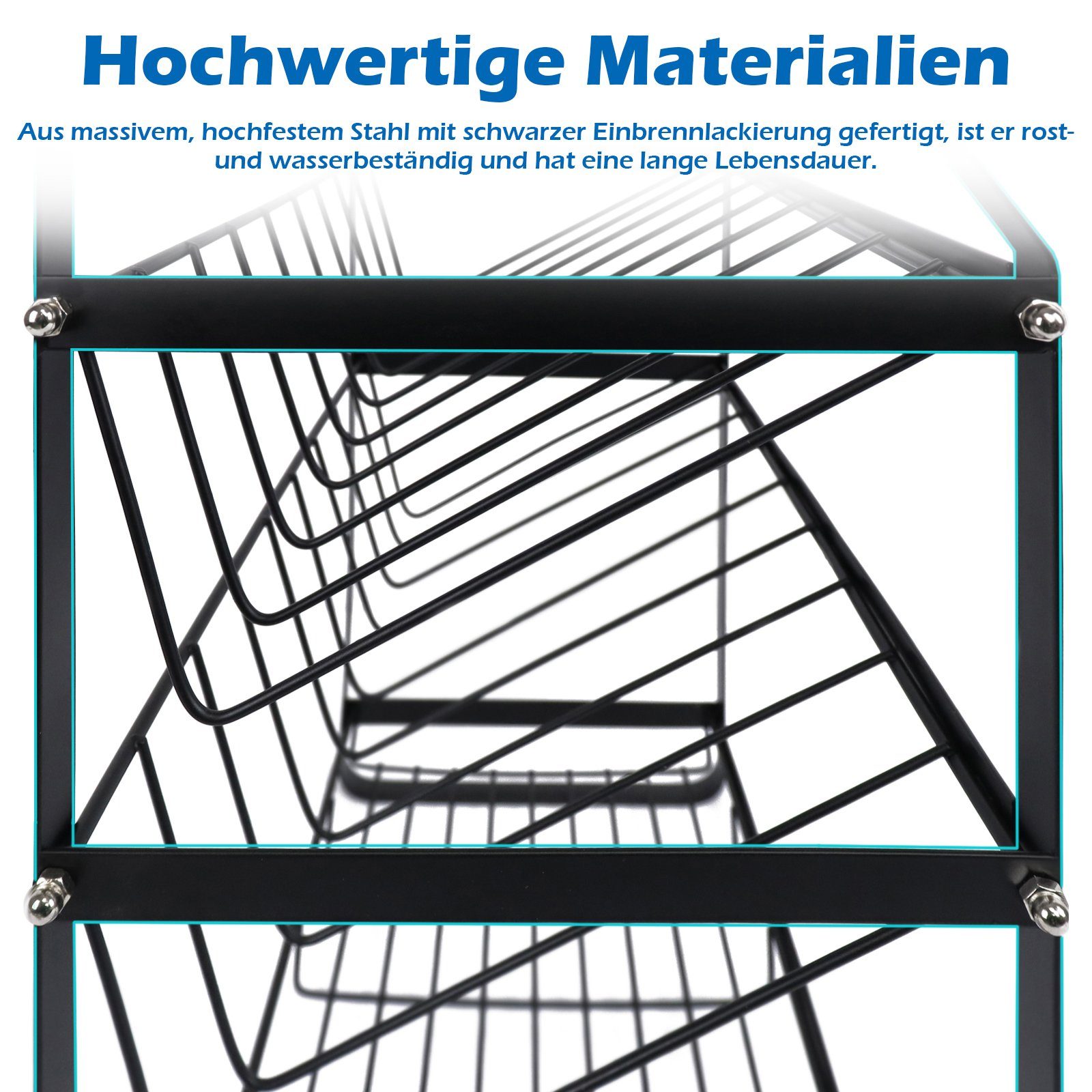 UISEBRT Gewürzregal Gewürzständer Stehend 4 Entagen, Küchenregal Metall
