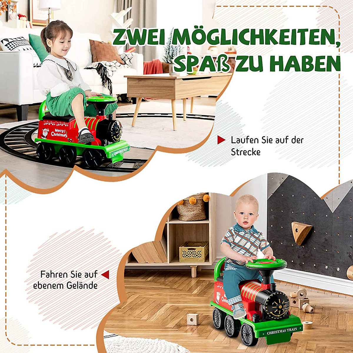 6V Elektroauto Zug mit Schienen mit Musik & Lichter