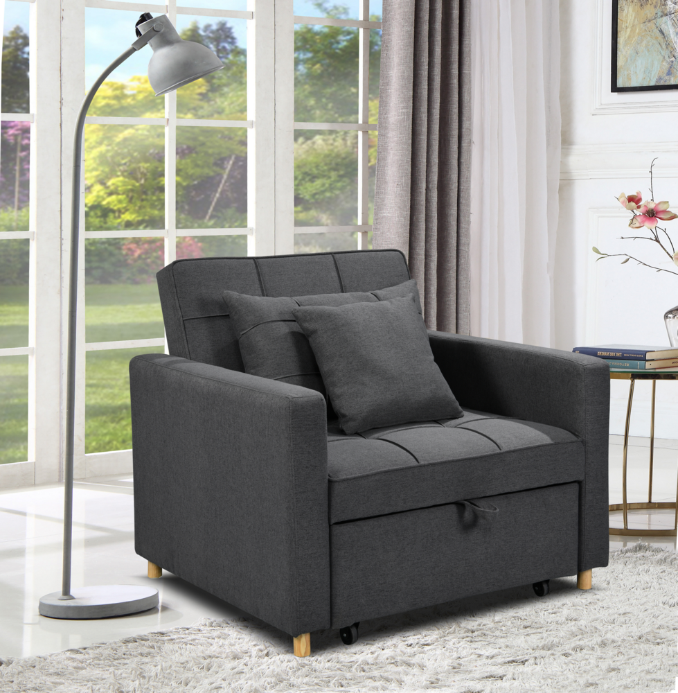 Happy Home Schlafsessel Sofabett inkl. Kissen HSP103-DGR dunkelgrau