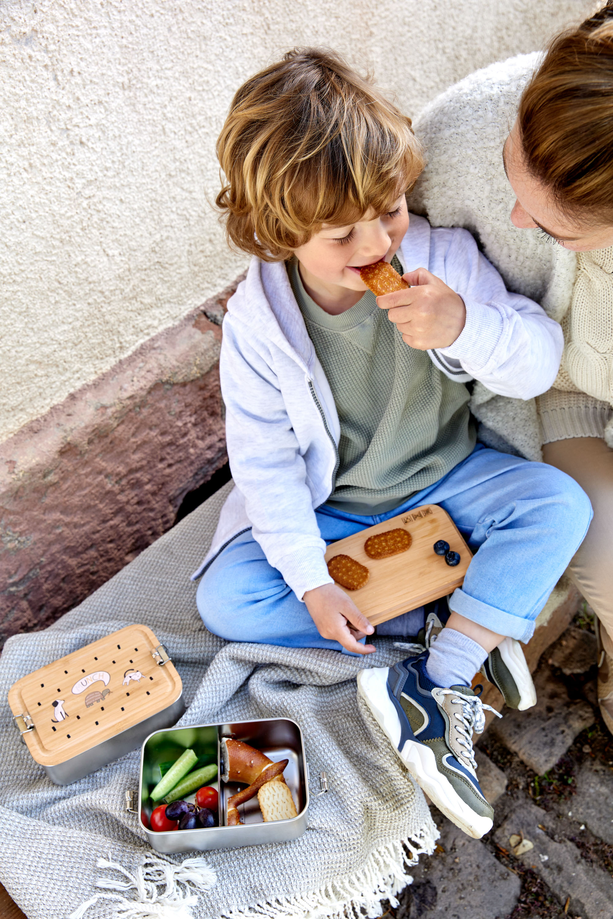 Brotdose Kinder - Edelstahl Lunchbox, Happy Prints