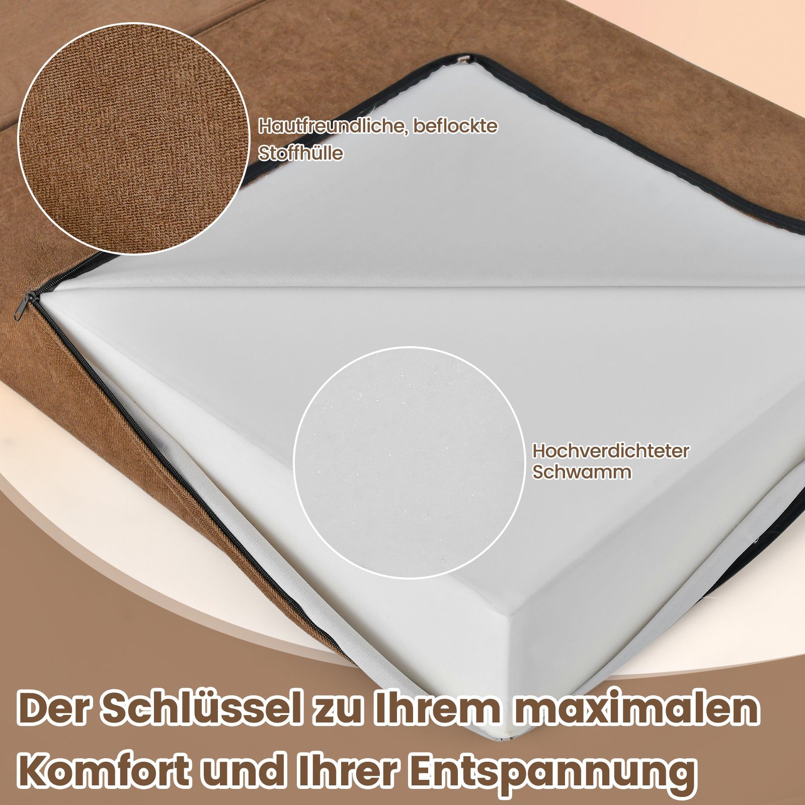 COSTWAY Schlafsofa, 3 in 1 Klappmatratze, mit abnehmbarem Bezug