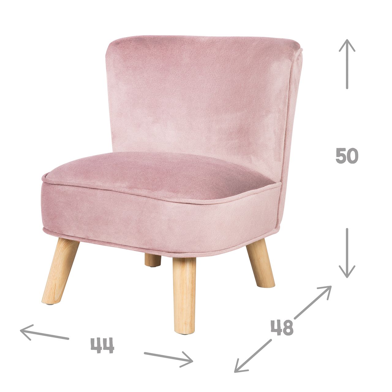 Roba Kindersessel „Lil Sofa“, bequemer Sessel mit stabilen Holzfüßen und Samtstoff in Mauve