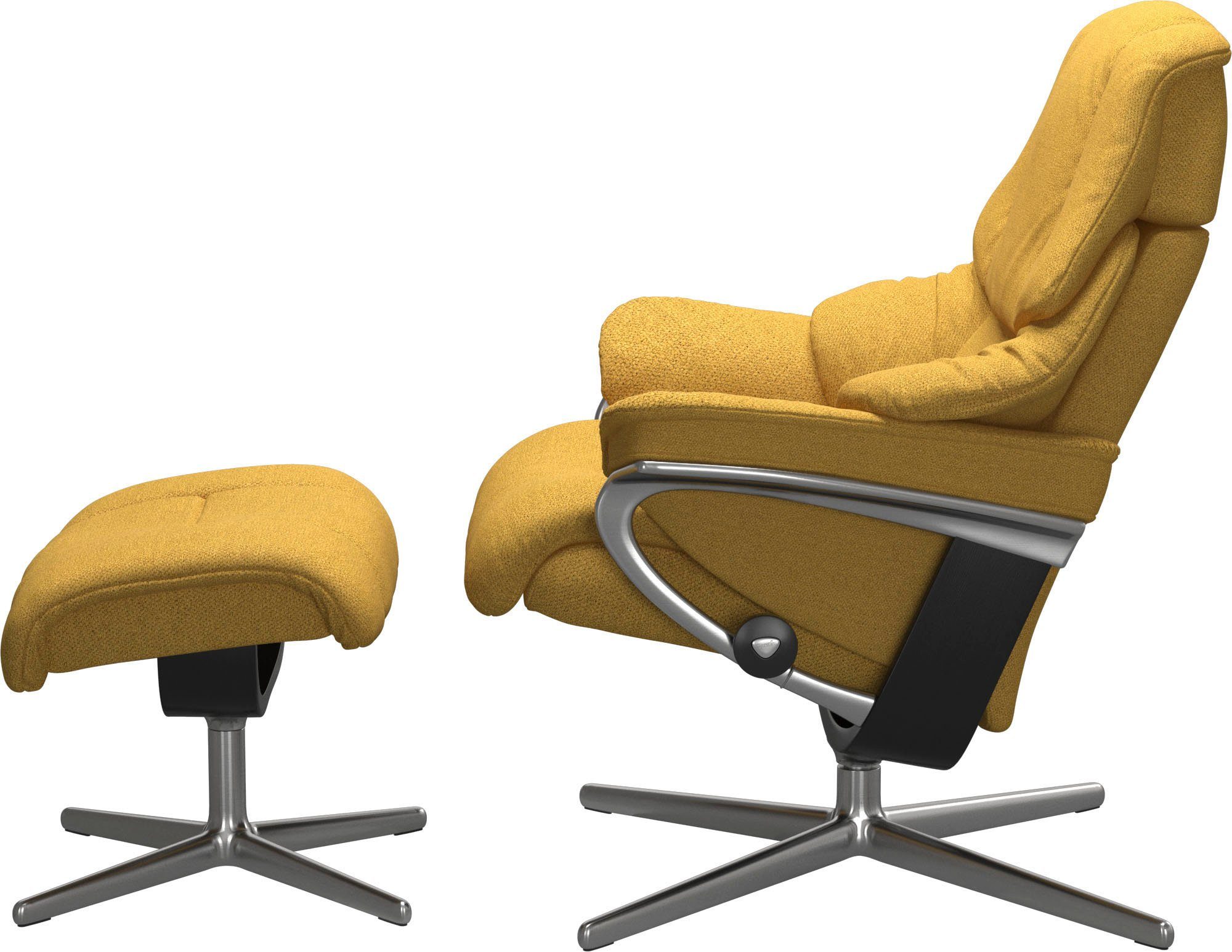 Stressless® Relaxsessel Reno (Set, Relaxsessel mit Hocker), mit Hocker, mit Cross Base, Größe S, M & L, Holzakzent Schwarz