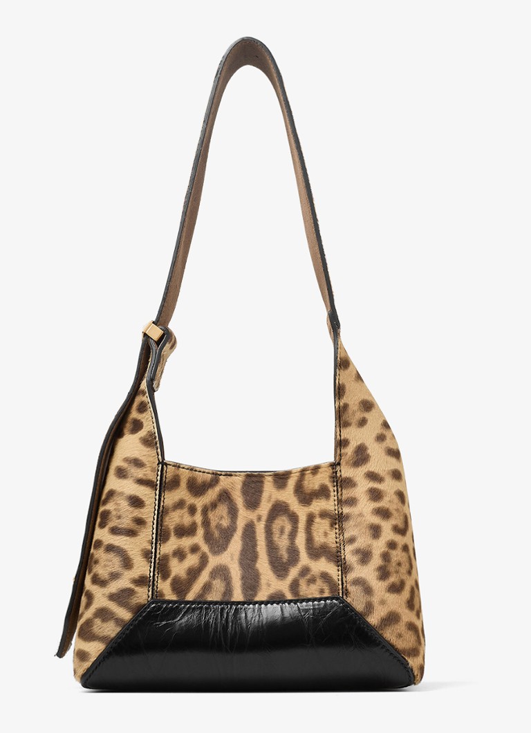 Jimmy Choo Diamond Hobo/S borjúbőr válltáska leopárdmintával