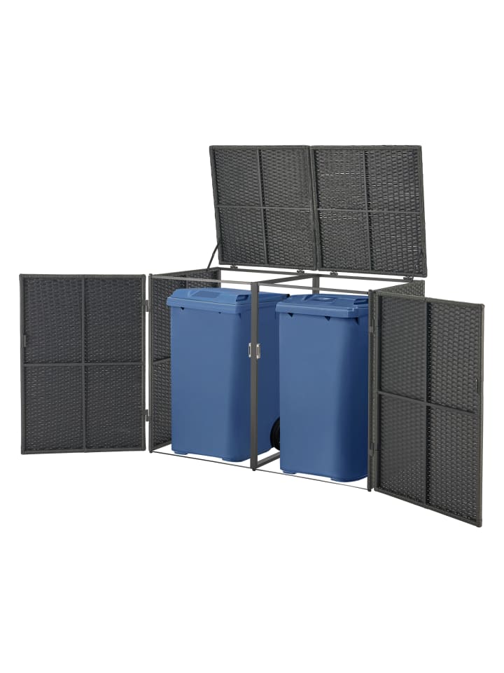 en.casa Mülltonnen Verkleidung Widnau für 2 Tonnen in Grau (H)111cm (B)148cm (T)80cm günstig kaufen onesize