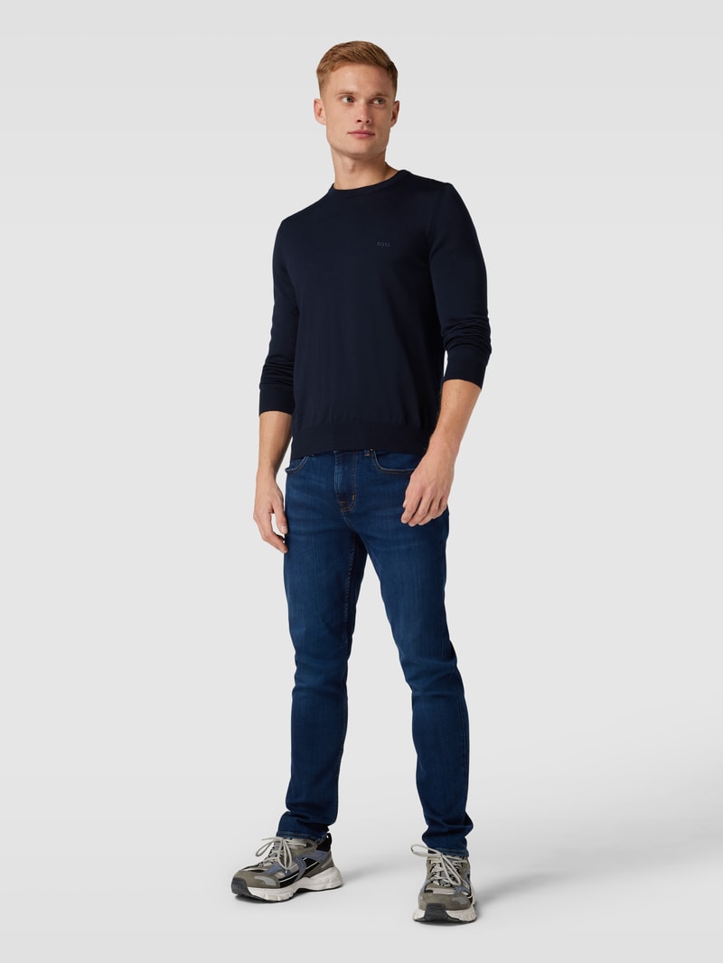 Strickpullover mit Label-Stitching Modell 'Botto' in marineblau