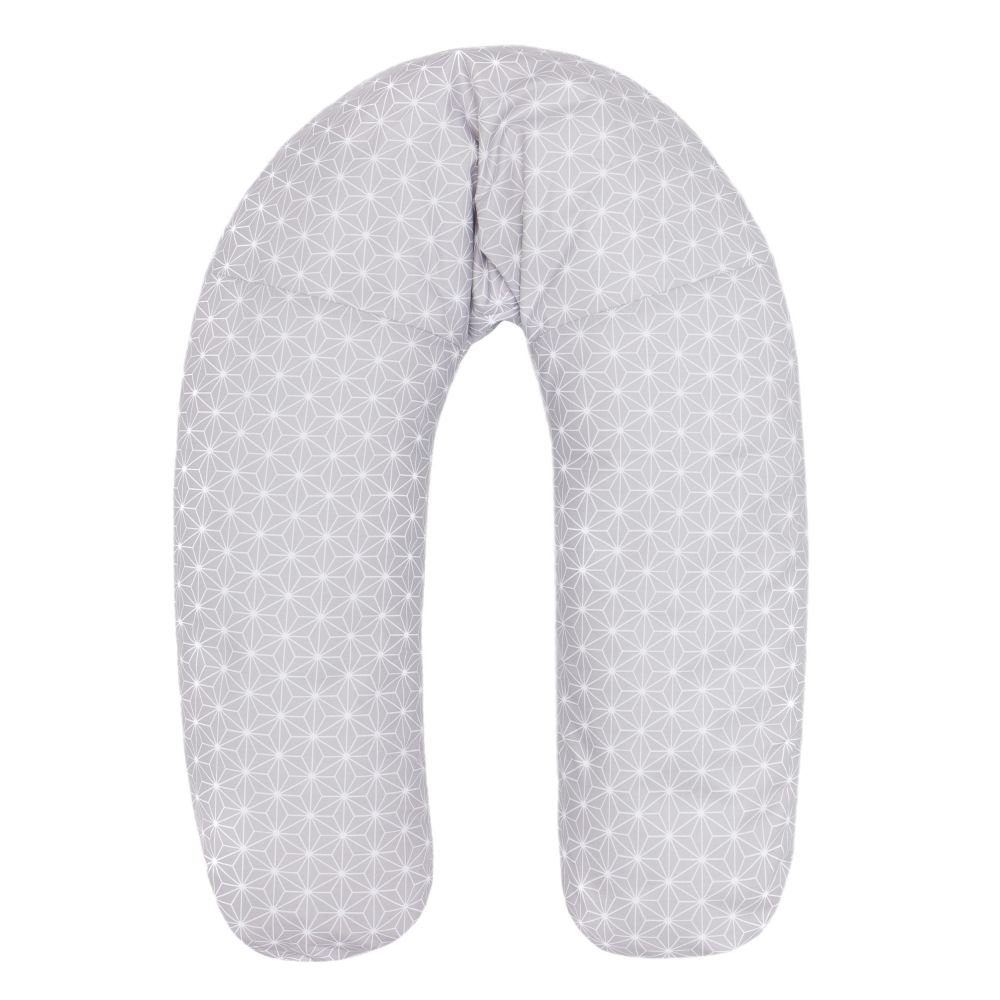 Fillikid Stillkissen Luxe mit Mikroperlenfüllung - Cube - Grey, Lagerungskissen Schwangerschaftskissen inkl. Bezug (190 cm Länge)
