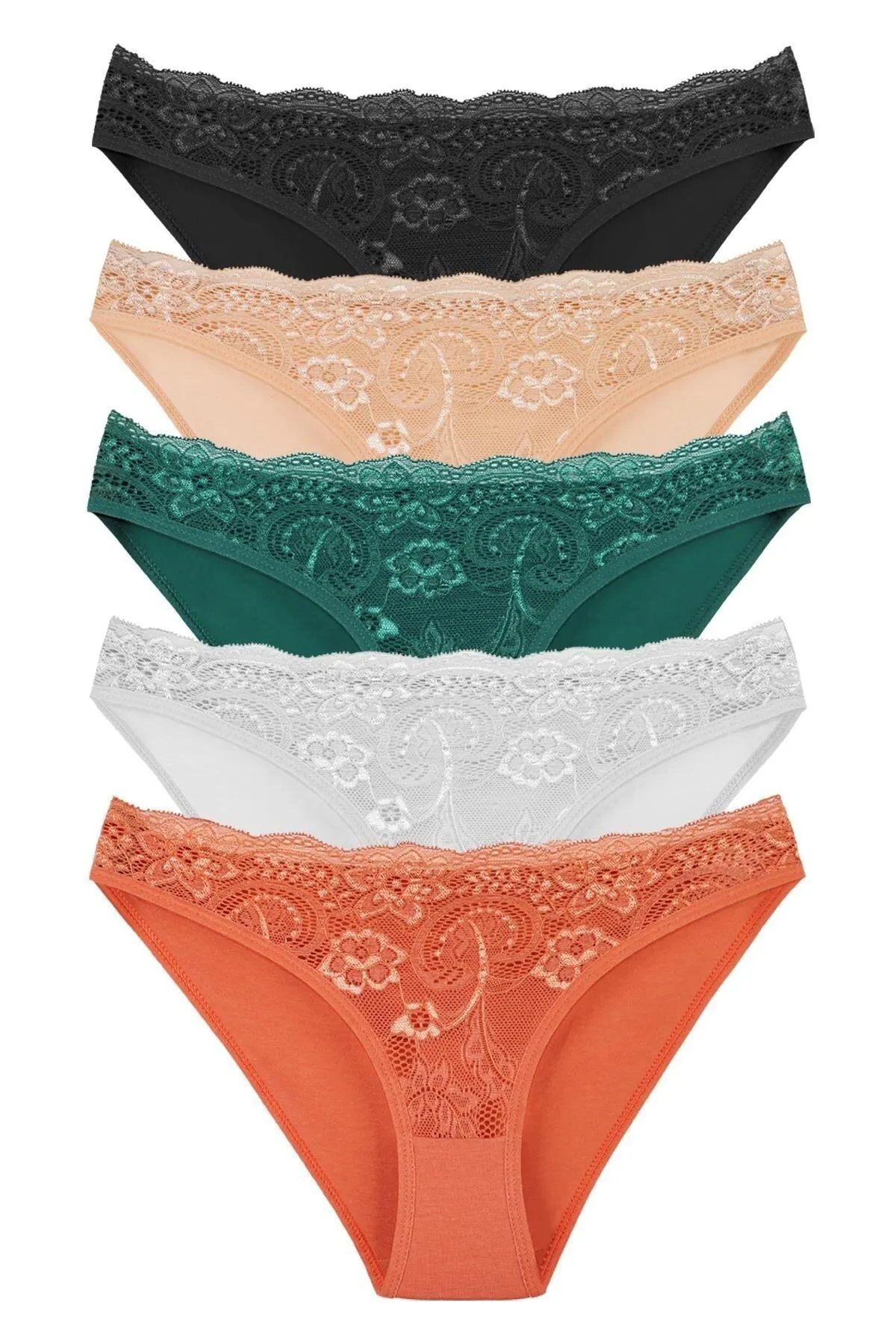 Sensu  Damen-Slip-Höschen mit Spitze, gemischte Farben, 5 l, I-Pack-Set Kts3064