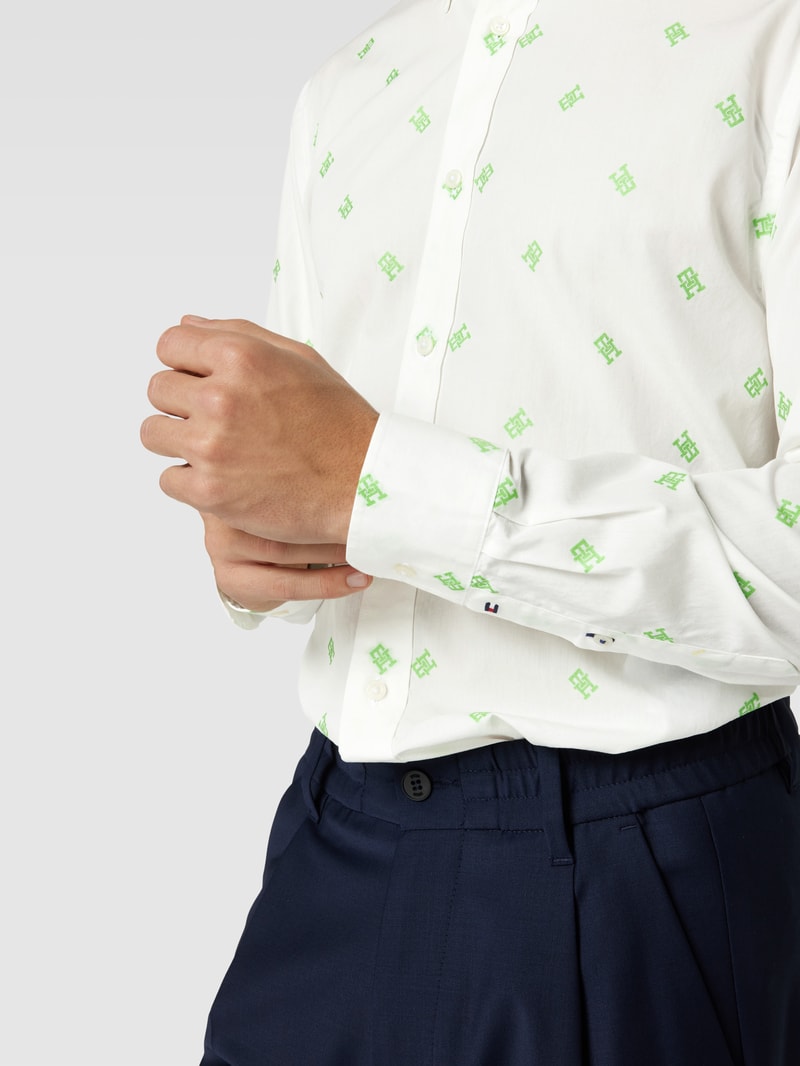 Freizeithemd mit Button-Down-Kragen Modell 'SPACED OUT MONOGRAM' in ecru