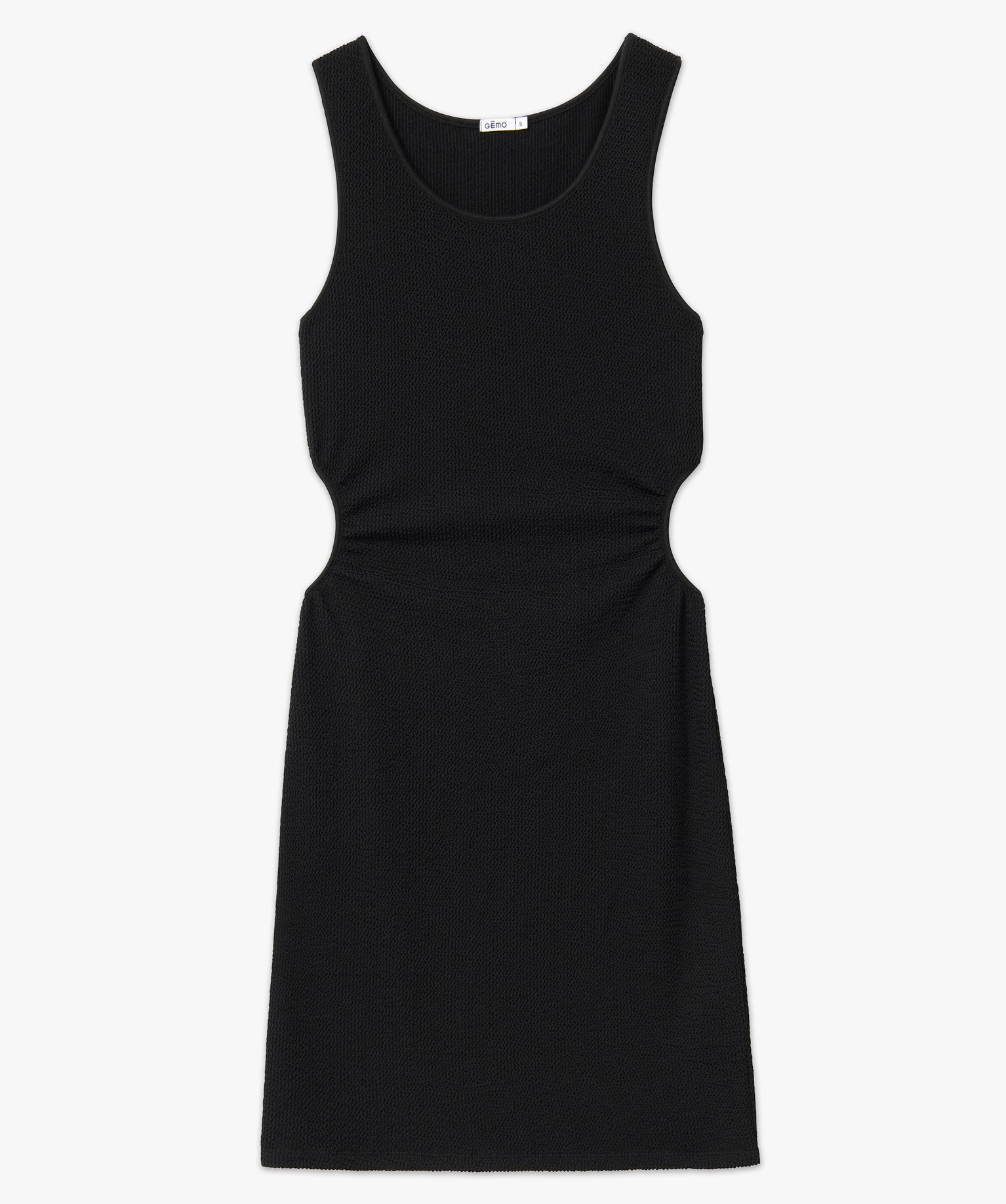 Robe femme moulante en maille gaufrée noir | GEMO