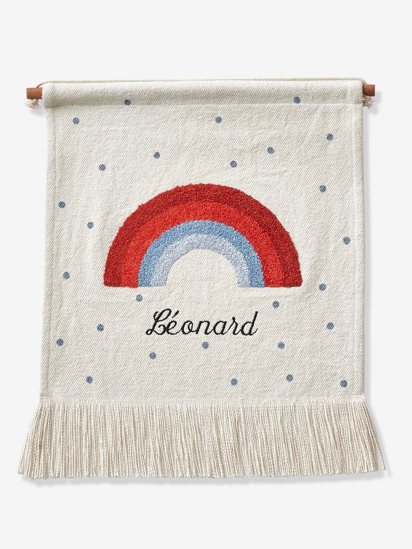 Vertbaudet Kinderzimmer Regenbogen-Wandbehang, personalisierbar - weiß/blau