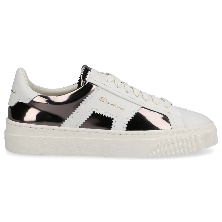 Santoni - Sneaker low DOUBLE BUCKLE Kalbsleder - weiß