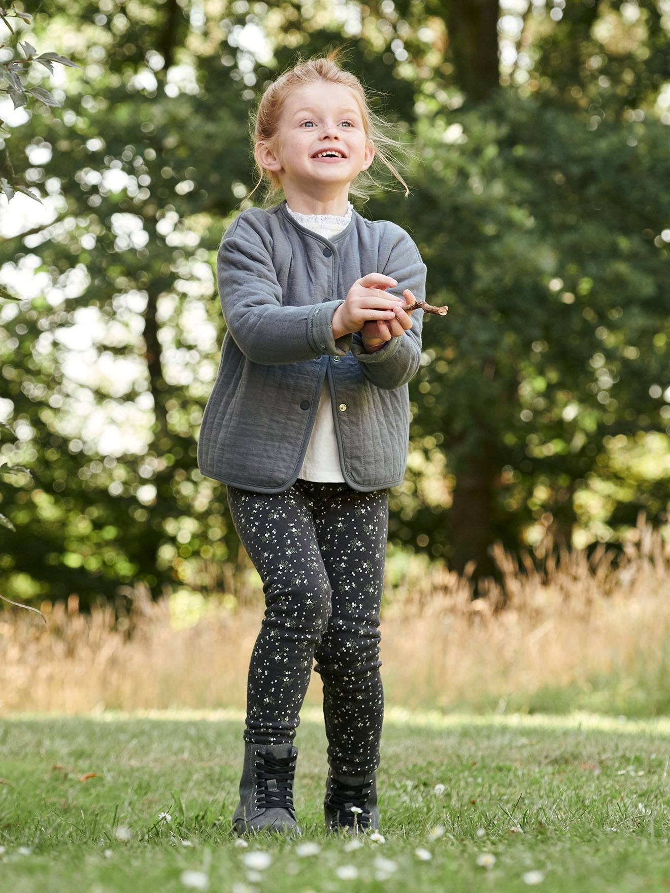 Gilet quilté réversible fille gris ardoise