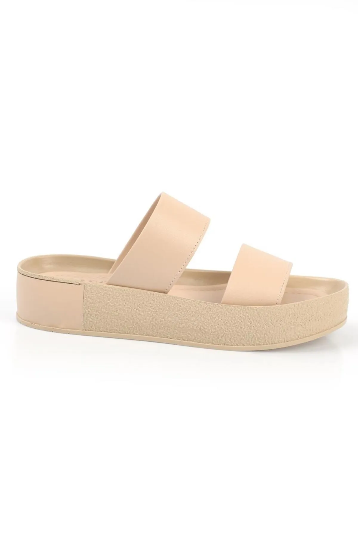 Capone Outfitters  Capone doppelgestreifte, farbenfrohe, detaillierte Damenhausschuhe mit Keilabsatz in Beige