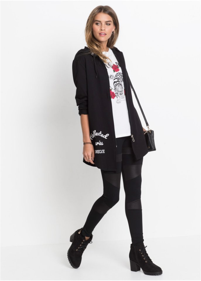 Leggings mit Lederimitat-Einsätzen