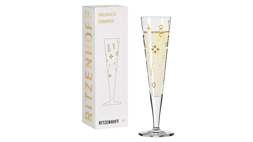 RITZENHOFF  Champagnerglas Goldnacht #40 von Nathalie Jean F24 Gold, Weiß