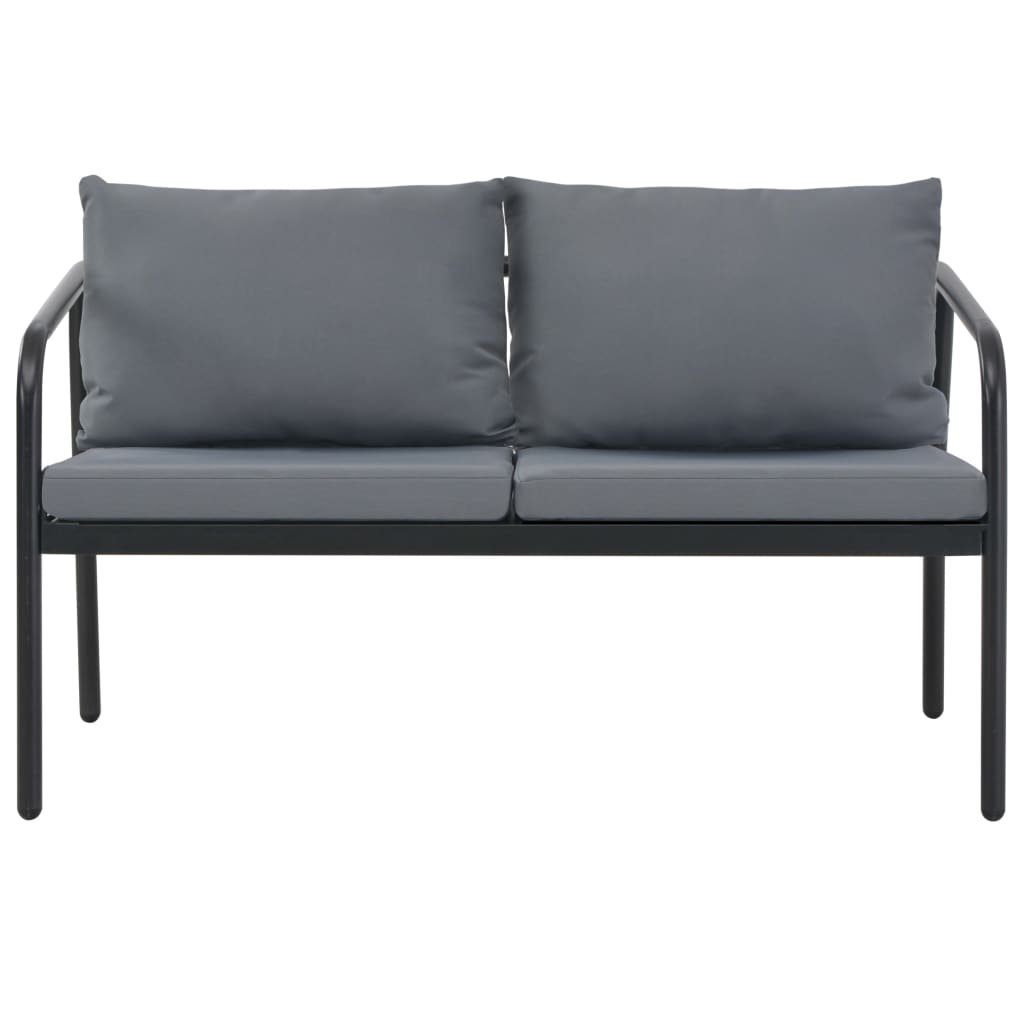 vidaXL Loungesofa 2-Sitzer-Gartenbank mit Auflagen Grau Aluminium